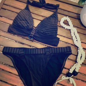 BECCA WOMEN’S PINSTRIPED SWIMSUIT